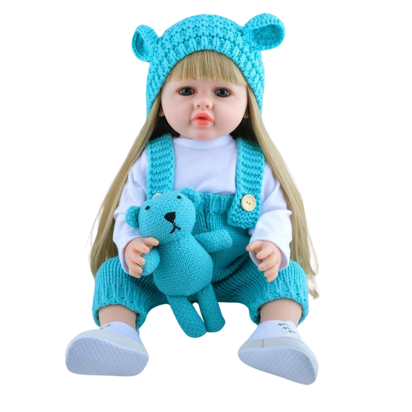 BEBE MUÑECA REAL SILICONA CROCHE AZUL