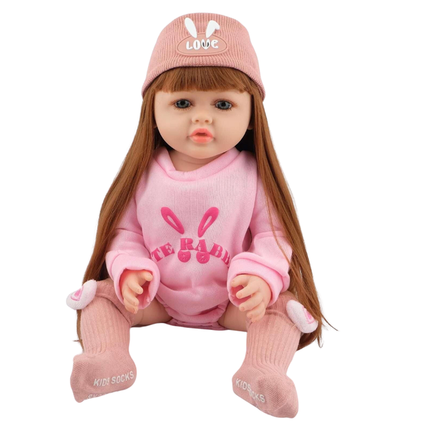 BEBE MUÑECA REAL SILICONA GORRO CONEJO