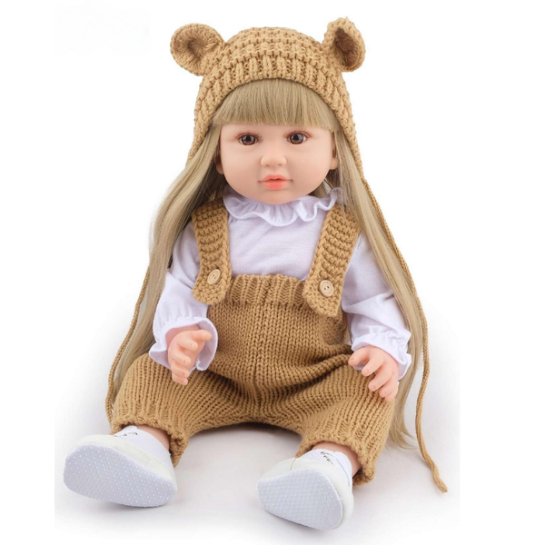 BEBE MUÑECA REAL SILICONA GORRO CROCHE CAFE