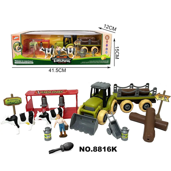 SET DE GRANJA CON TRACTOR DE ANIMALES CON ACCESORIOS