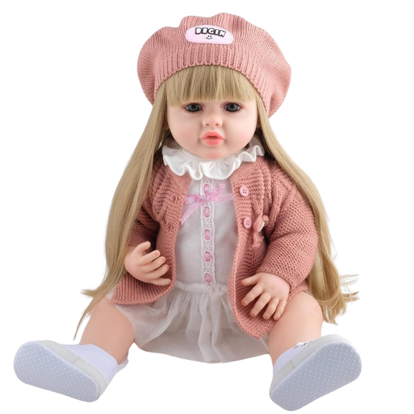 BEBE MUÑECA REAL SILICONA CROCHE VESTIDO ROSADO